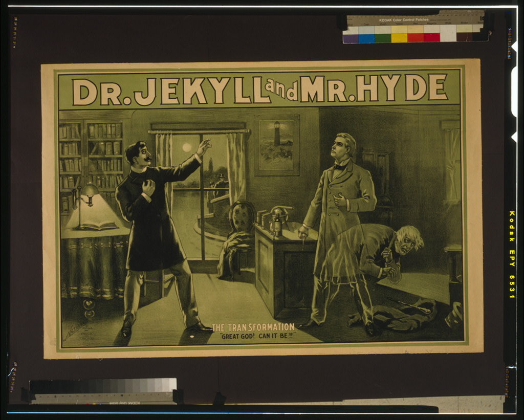 The Transformation, an 1880s theatrical poster for Dr. Jekyll and Mr. Hyde