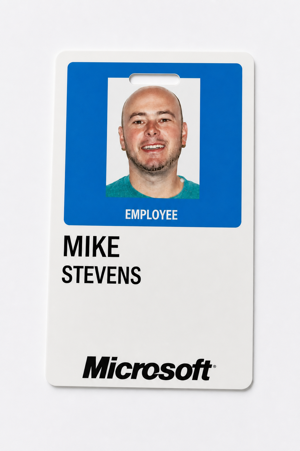 Mike Stevens's restored Microsoft employee badge
