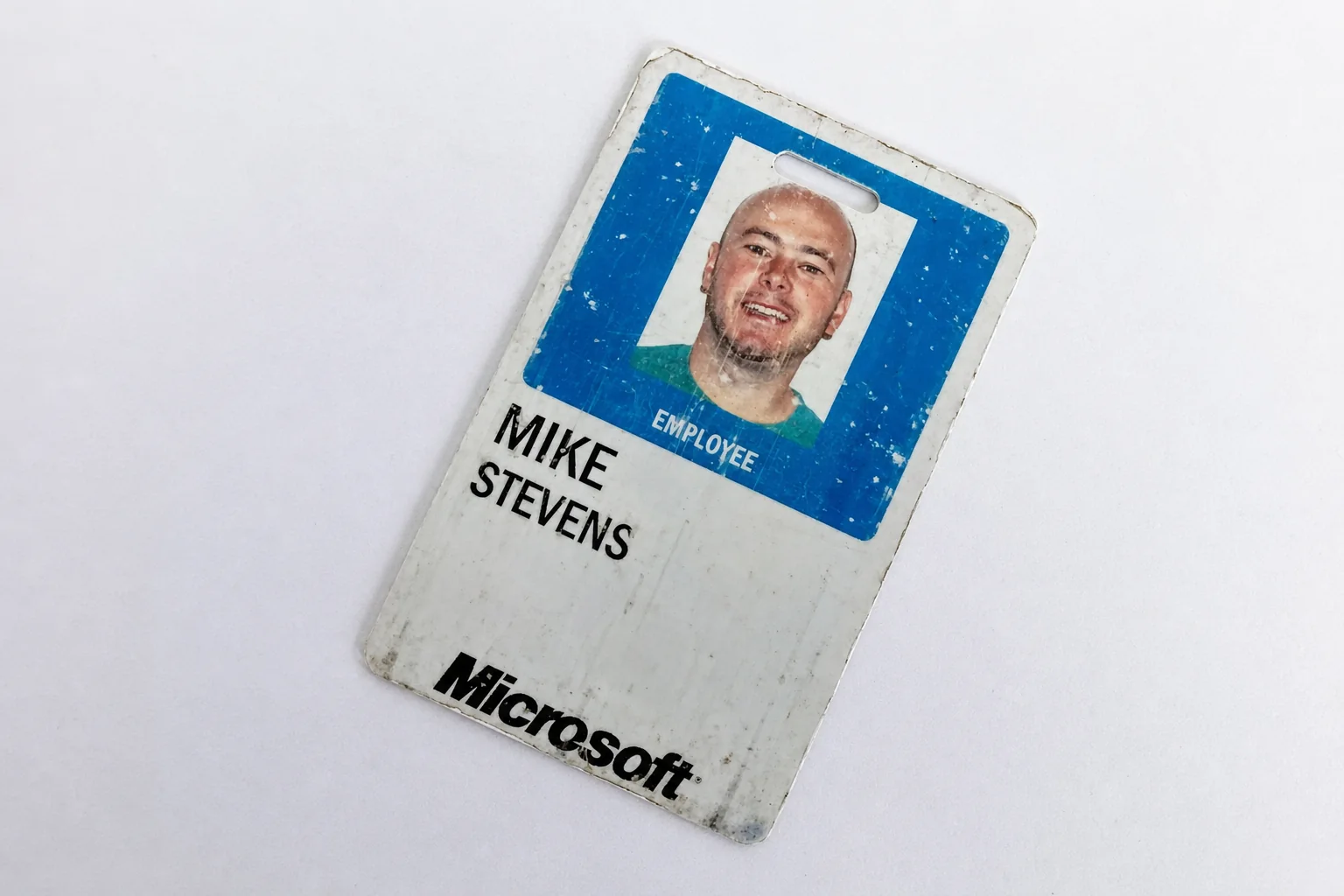 Mike Stevens's privacy-safe Microsoft employee badge