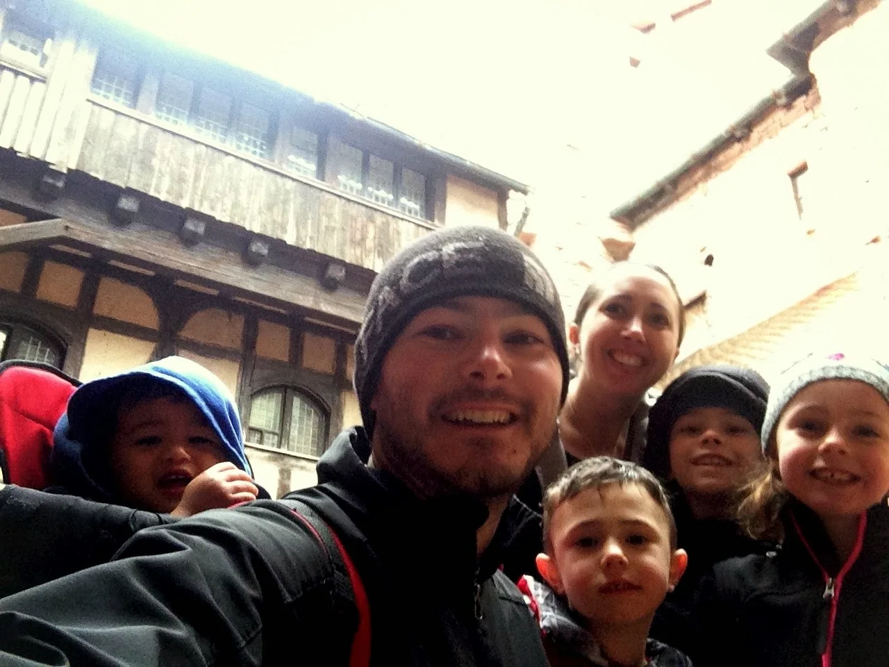 Mike and Wendy Stevens with their children during their family's time in Germany