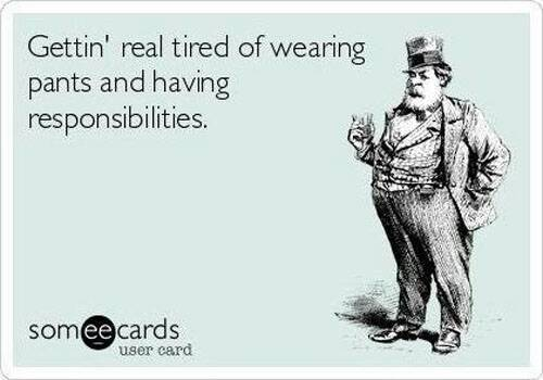 Someecards joke about wearing pants
