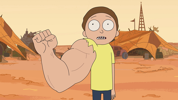 Morty showing his arm in Rick and Morty