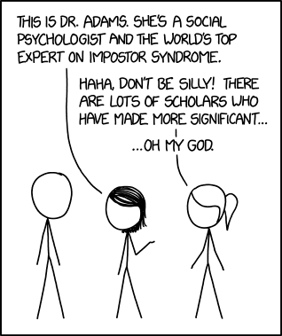 xkcd comic "Impostor Syndrome" by Randall Munroe, licensed CC BY-NC 2.5