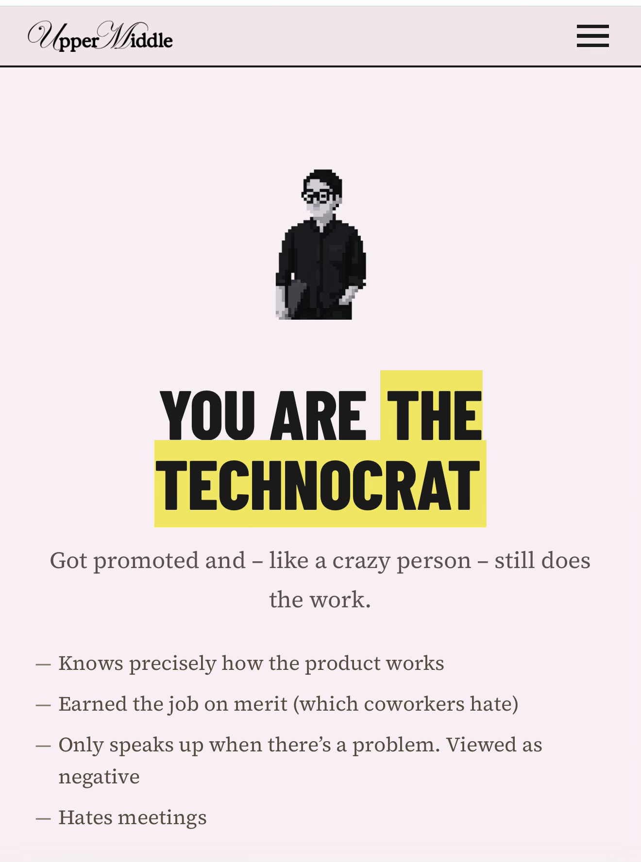 Upper Middle workplace archetype result reading You are the Technocrat